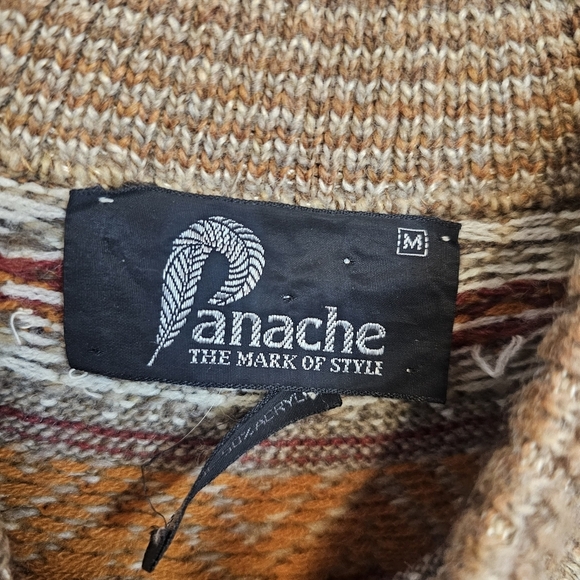 Vintage 60s/70s Fair Isle Mock Neck Turtleneck Striped Sweater Wool Blend - Picture 6 of 8